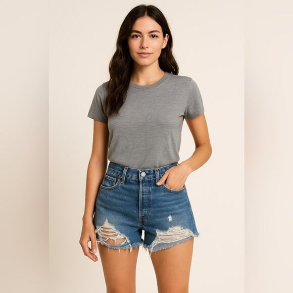 Levi’s Premium Distressed High Rise Denim Shorts W28 - Picture 6 of 7